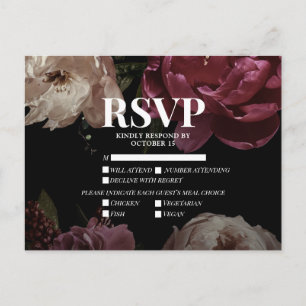 Darkblush Burgundy Meal Choice Wedding RSVP Einladungspostkarte