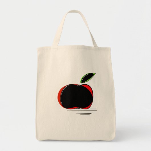 Darker Apfel – Moderne minimale Obstillustration Tragetasche (Vorne)