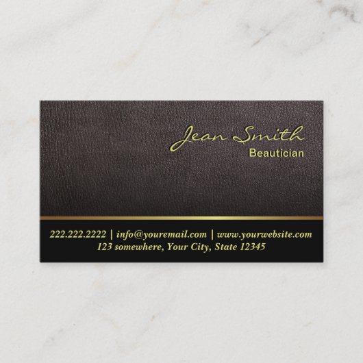Darker Leder Textur Beautician Business Card Visitenkarte (Vorderseite)
