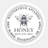 Darker Text editable White Honey Jar Bee Label Runder Aufkleber (Vorderseite)