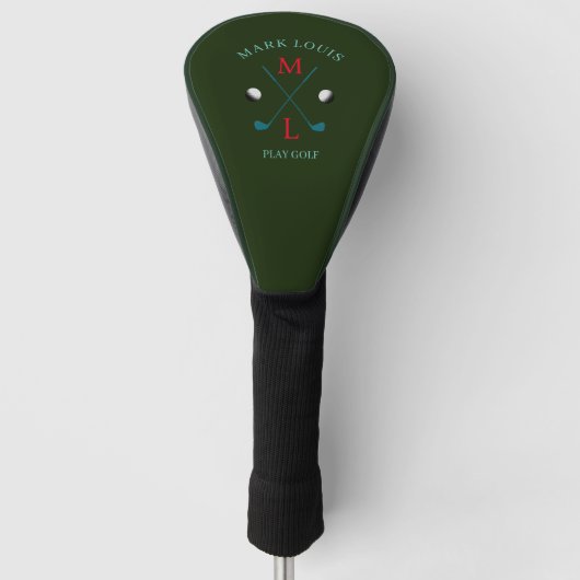 DarkGreen Golfer Logo Monogram Golf Head Cover Headcover (Vorderseite)