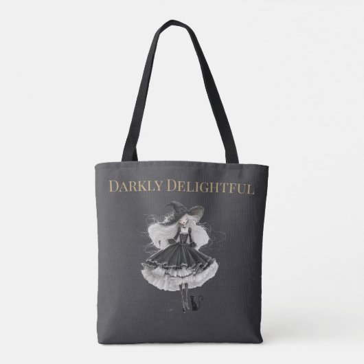 Darkly Delightful – Gothic Witch & Cat Tote Bag Tasche (Rückseite)