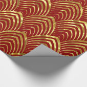 DarkRed & Gold Art-Deko Geometrisches Muster Geschenkpapier (Ecke)