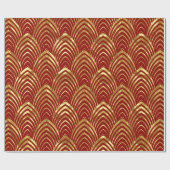 DarkRed & Gold Art-Deko Geometrisches Muster Geschenkpapier (Flach)