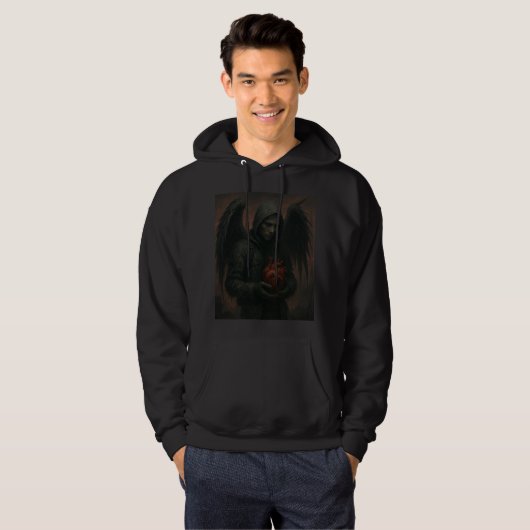 DarkStarBurn Schwarzer Herzengel Hoodie (Vorne ganz)