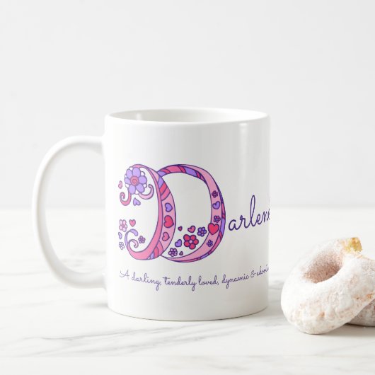 Darlene Name bedeutet dekorative D-Monogramm-Tasse Kaffeetasse (Mit Donut)