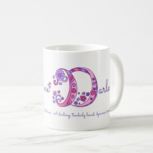 Darlene Name bedeutet dekorative D-Monogramm-Tasse Kaffeetasse (VorderseiteRechts)