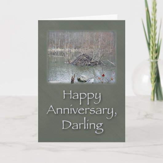 Darling Anniversary Beaver Lodge Karte (Vorderseite)