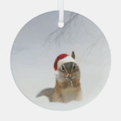 Darling Chipmunk Candy Cane und Weihnachtsmannmütz Ornament Aus Glas (Rückseite)