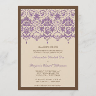 Darling Damask Lace 12x18 Wedding Einladung:Lila Einladung