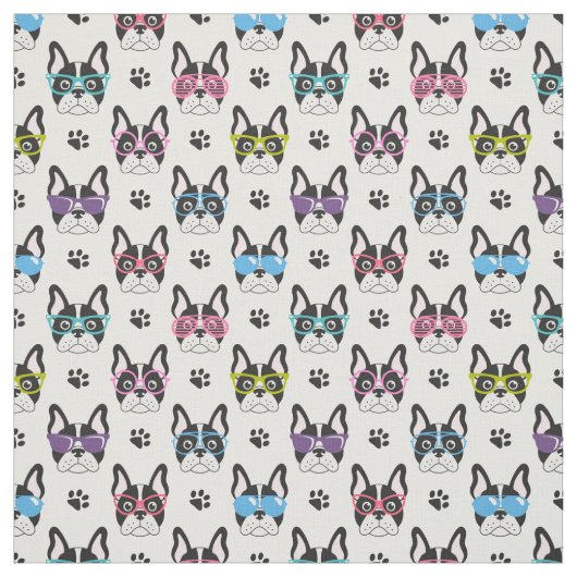 Darling Frenchies mit Brille Stoff (Muster)