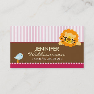 Darling Fuschia Lion & Birdie Mommy Calling Card Telefonnummerkarte