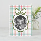 Darling Gingham Bow Foto Weihnachtskarte Feiertagskarte (Stehend Vorderseite)