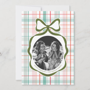 Darling Gingham Bow Foto Weihnachtskarte Feiertagskarte