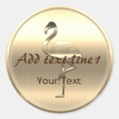 Darling Gold Flamingo Anpassbarer Text hinzufügen Runder Aufkleber (Vorderseite)