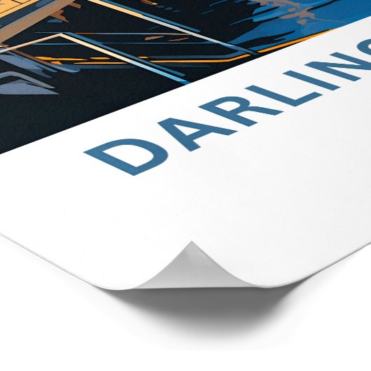 Darling Harbour Sydney Travel Print Poster (Ecke)