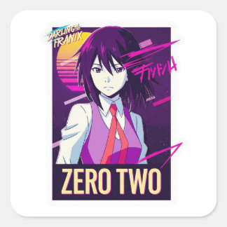 Darling in der Franxx Zero Two Aesthetic Art. Quadratischer Aufkleber