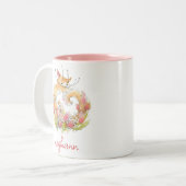 Darling Kitty Cat mit rosa Tulips Personalisiert Zweifarbige Tasse (Vorderseite Links)