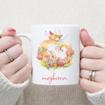 Darling Kitty Cat mit rosa Tulips Personalisiert