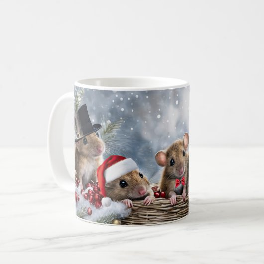 Darling Mice Weihnachtsfeiertag Tasse (Vorderseite Links)