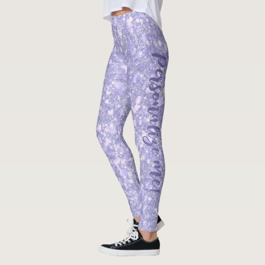 Darling Pale Lila Glitzer CUSTOM TEXT Leggings (Links)