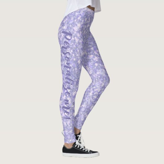 Darling Pale Lila Glitzer CUSTOM TEXT Leggings (Rechts)