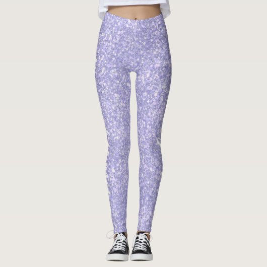 Darling Pale Lila Glitzer CUSTOM TEXT Leggings (Vorderseite)