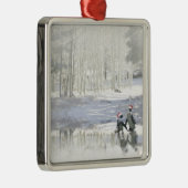 Darling Penguins Ice Skaten Holiday Ornament Aus Metall (Rechts)