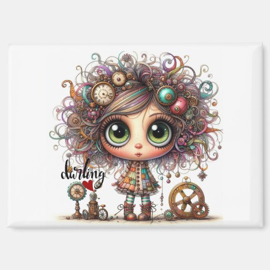 Darling Quirky Steampunk Girl 5300 Magnet (Vorderseite)