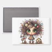 Darling Quirky Steampunk Girl 5300 Magnet (Vorderseite/Rückseite)
