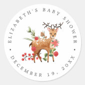 Darling Reindeer | Christmas Baby Dusche Gefallen Runder Aufkleber (Vorderseite)