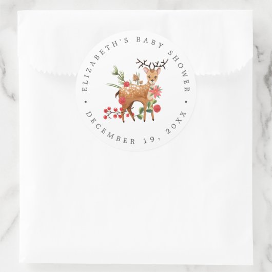 Darling Reindeer | Christmas Baby Dusche Gefallen Runder Aufkleber (Tasche)