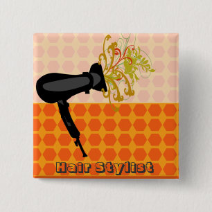 Darling Retro Hair Stylist Salon Vintages Muster Button