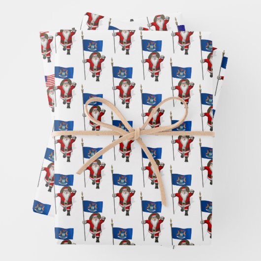 Darling Santa Claus besucht Michigan Geschenkpapier Set (Beispiel)