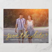 Darling Script Foil Save the Date Postcard Folie Einladungspostkarte (Vorderseite)