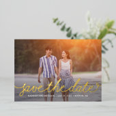 Darling Script REAL FOIL Save The Date Karte (Stehend vorne)