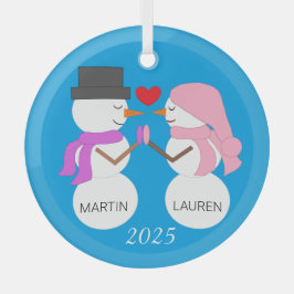 Darling Snowpeople in der Liebe Ornament Aus Glas
