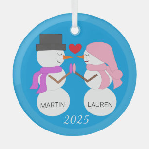 Darling Snowpeople in der Liebe Ornament Aus Glas