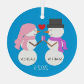 Darling Snowpeople in der Liebe Ornament Aus Glas (Rückseite)