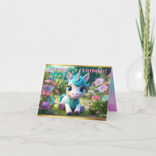 Darling Unicorn Geburtstagskarte Faltkarte Karte