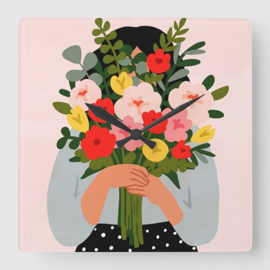 Darling Valentine II Quadratische Wanduhr (Vorderseite)