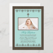 Darling Viktorianisch 12x18" Aqua Taufe Einladung (Vorne/Hinten)