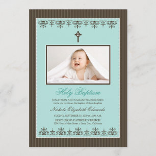 Darling Viktorianisch 12x18" Aqua Taufe Einladung