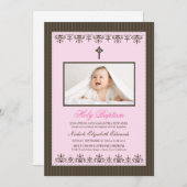 Darling Viktorianisch 12x18" Rosa Taufe Einladung (Vorne/Hinten)