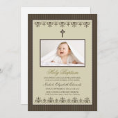 Darling Viktorianisch 12x18" Taupe Taufe Einladung (Vorne/Hinten)