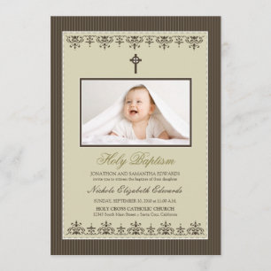 Darling Viktorianisch 12x18" Taupe Taufe Einladung