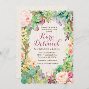 Darmflora Kaktus Geburtstagsparty Einladung