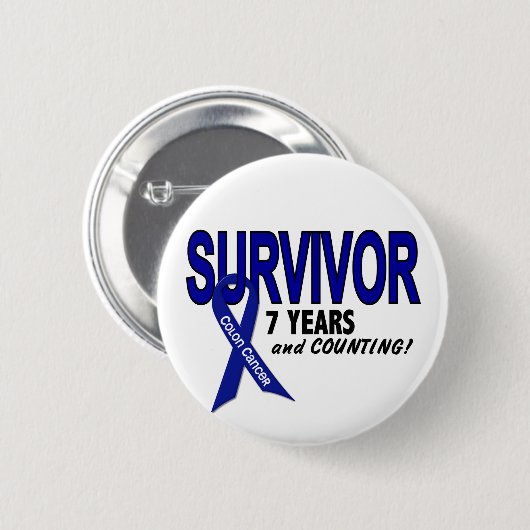 Darmkrebs-7-jähriger Überlebender Button (Vorne & Hinten)