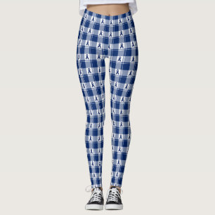 Darmkrebs-Bewusstseins-Kariert Dunkelblaue Schleif Leggings