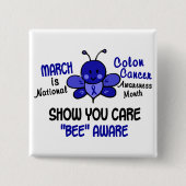 Darmkrebs-Bewusstseins-Monats-Biene 1,1 Button (Vorderseite)